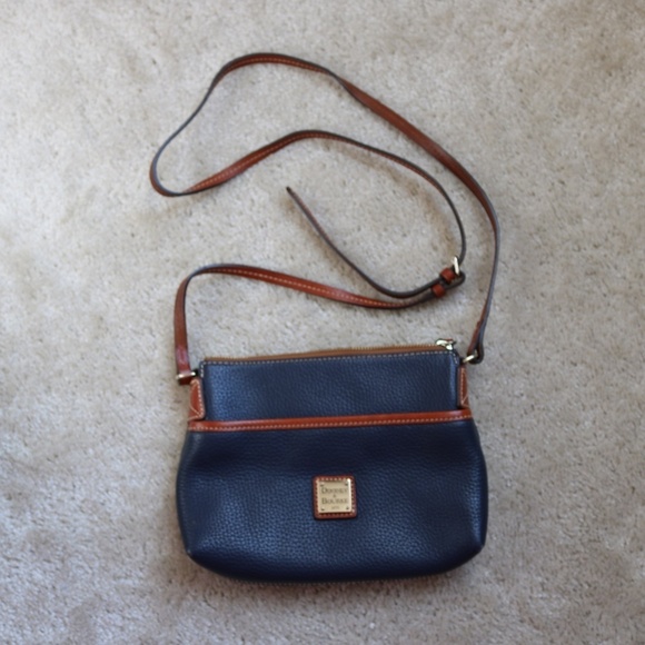 Dooney & Bourke Handbags - Dooney & Bourke Dark Blue and Tan Crossbody Bag